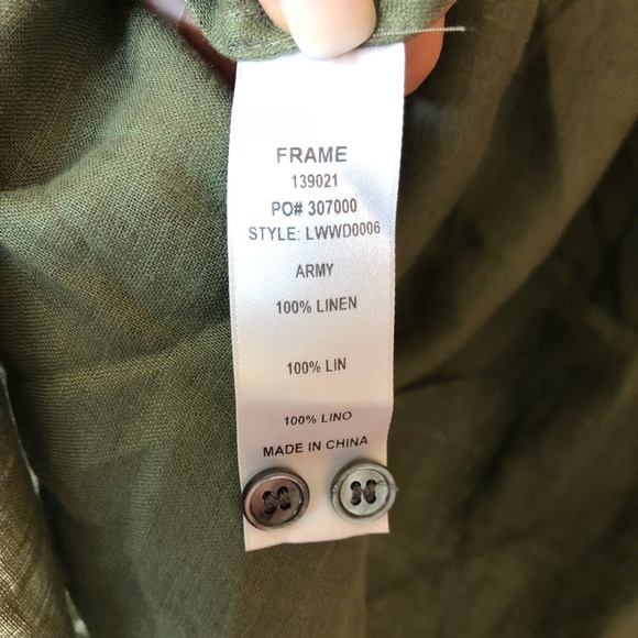 Frame off the shoulder linen medium green dress - Picture 6 of 7